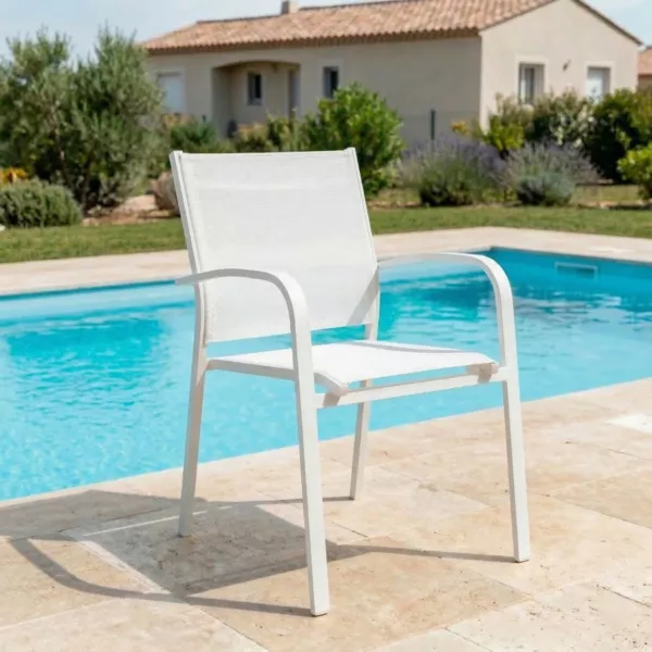 Fauteuil de jardin aluminium empilable Murano Blanc