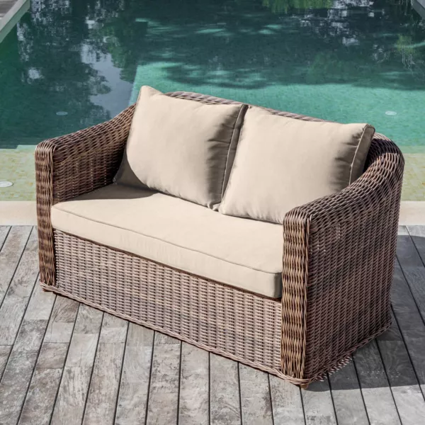 Canap� de jardin en r�sine tress�e 2 places Calvi S�pia et taupe