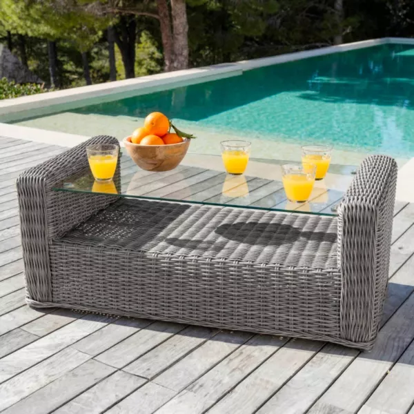 Mesa baja de jard�n rectangular Calvi - Gris