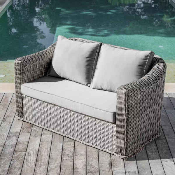Sof� de jard�n de resina trenzada 2 plazas Calvi Gris claro