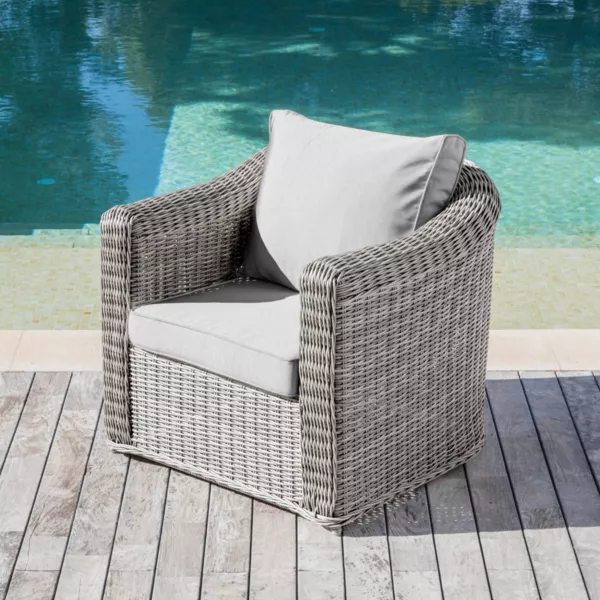 Fauteuil de jardin en r�sine tress�e Calvi Gris clair
