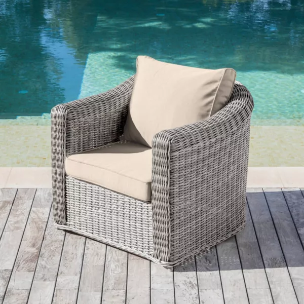 Fauteuil de jardin en r�sine tress�e Calvi Gris et taupe