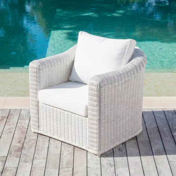 Fauteuil de jardin en r�sine tress�e Calvi Blanc