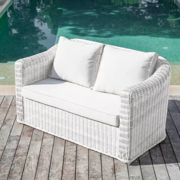 Canap� de jardin en r�sine tress�e 2 places Calvi Blanc