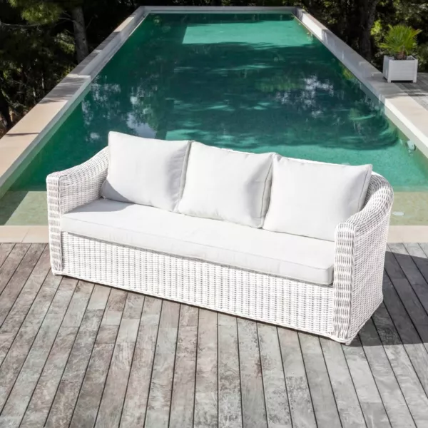 Sof� de jard�n de resina trenzada 3 plazas Calvi Blanco