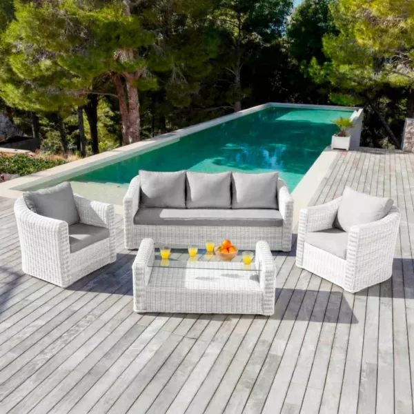 Loungeset Calvi Wit/Lichtgrijs - 5 plaatsen