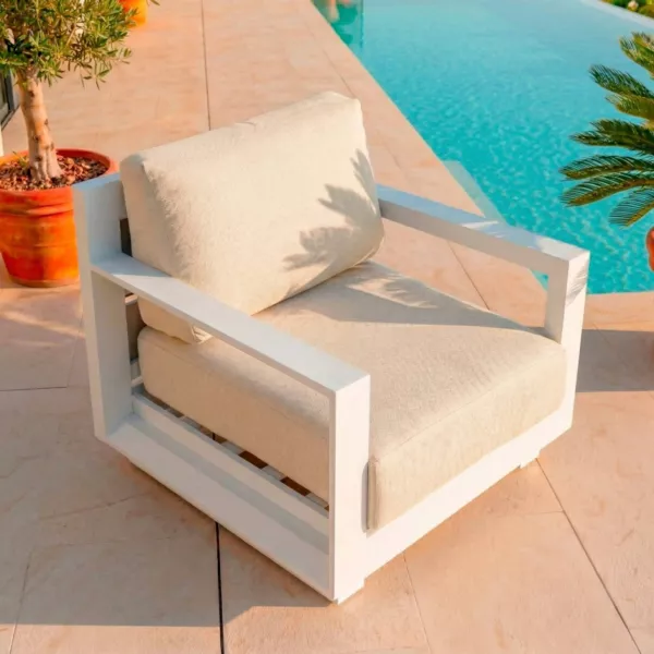 Sill�n de jard�n de relax en aluminio Elba Blanco y beige