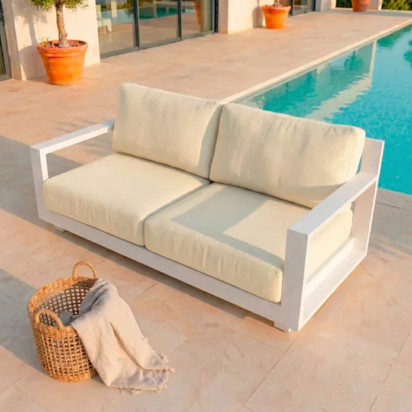 Canap� de jardin en aluminium 2 places Elba Blanc et beige