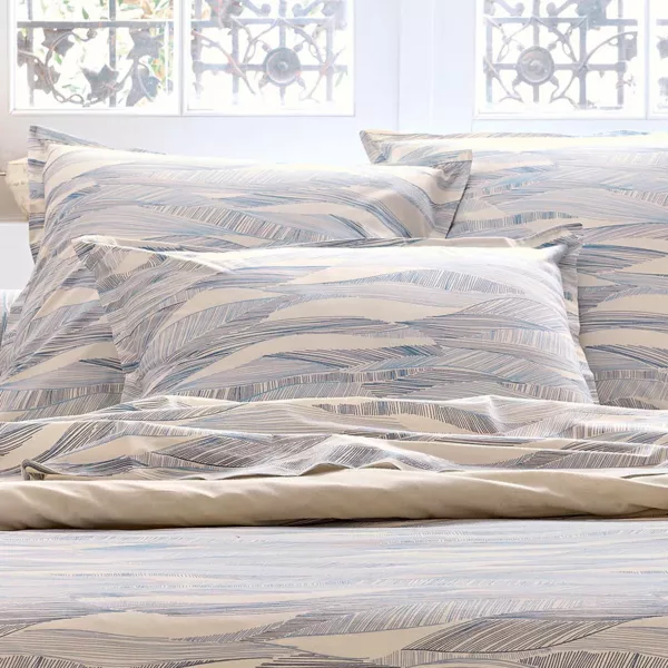 Federa rettangolare in cotone lavato (50 x 70 cm) Onde Blu