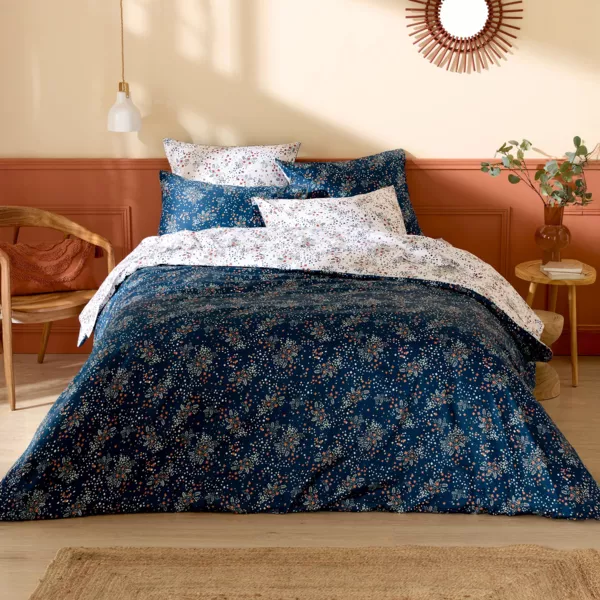 Housse de couette satin de coton (200 x 200 cm) Lilou Bleu marine