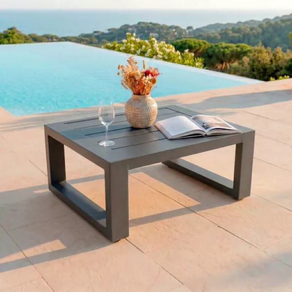 Tavolino da giardino rettangolare in alluminio (94 x 72 cm) Elba Grigio antracite