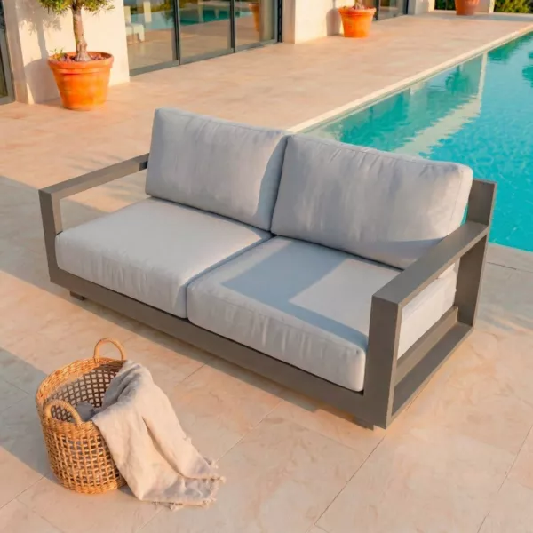 Canap� de jardin en aluminium 2 places Elba Gris anthracite et gris clair