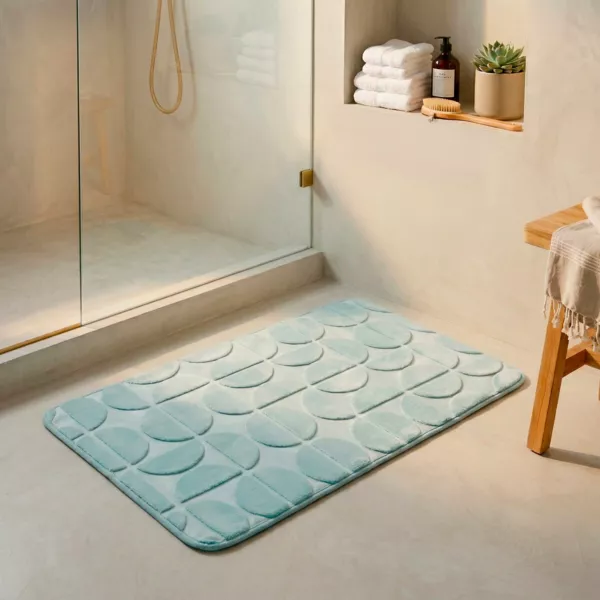 Tapis de bain rectangulaire m�moire de forme (50 x 80 cm) Motivo Bleu clair