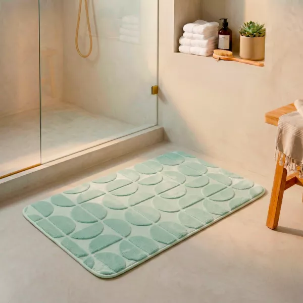Tappeto da bagno rettangolare in memory foam (50 x 80 cm) Motivo Verde eucalipto