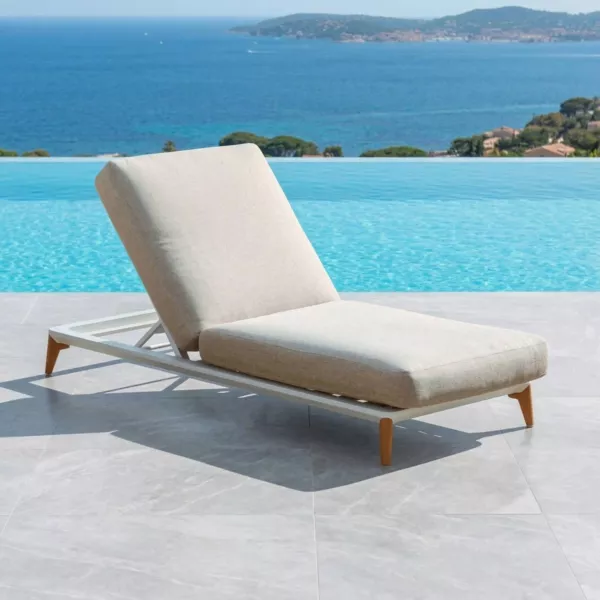 Sonnenliege Aluminium Monte Carlo - Wei� und Taupe