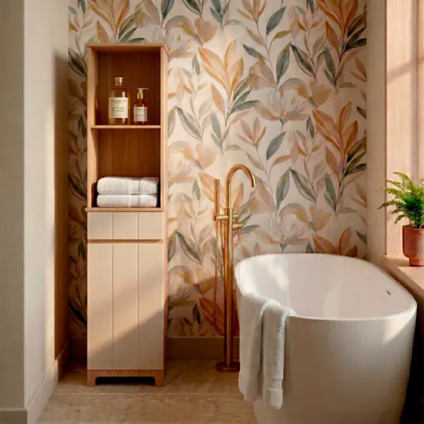 Meuble colonne salle de bain bois (174 x 38 cm) Rivoli Naturel