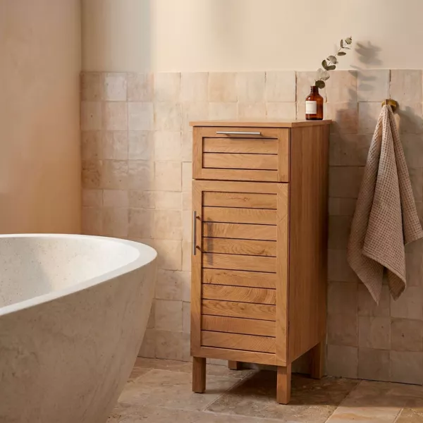 Mobiletto basso bagno in legno (93 x 35 cm) Colonial Naturale