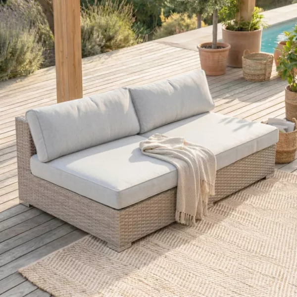 Chauffeuse de jardin en r�sine tress�e 2 places Palma Gris
