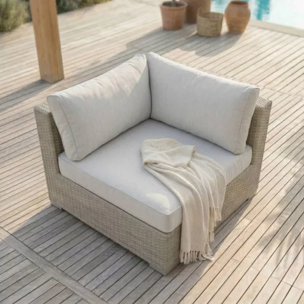 Ecksofa Garten geflochtenes Polyrattan Palma Grau