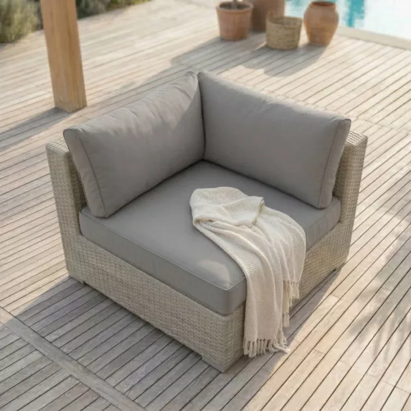 Ecksofa Garten geflochtenes Polyrattan Palma Grau und Anthrazitgrau