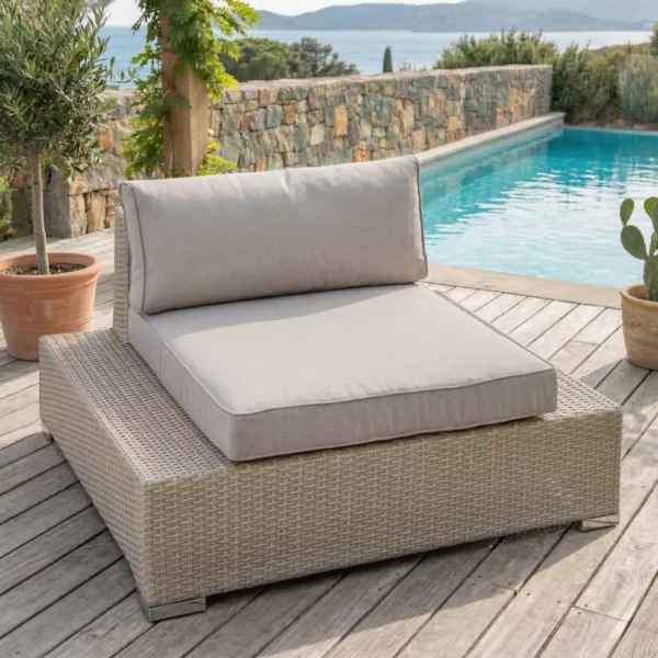 Gartensessel geflochtenes Polyrattan Palma Grau und Taupe