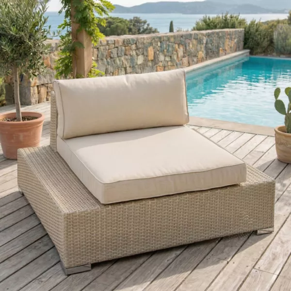 Gartensessel geflochtenes Polyrattan Palma Grau und Beige