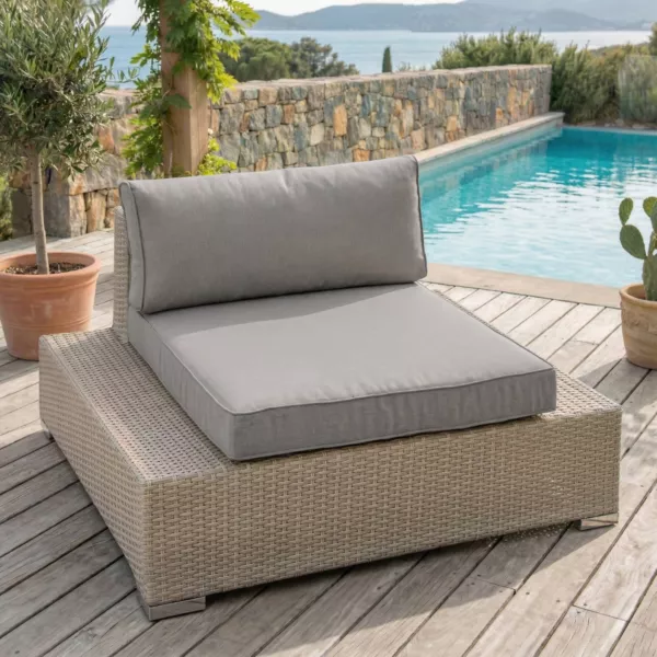 Sill�n de jard�n de resina trenzada Palma Gris y antracita