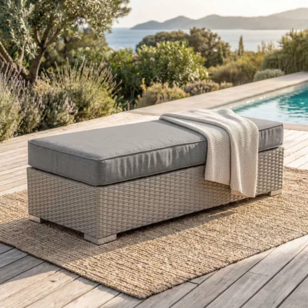 Banquette en r�sine tress�e 2 places Palma Gris et anthracite