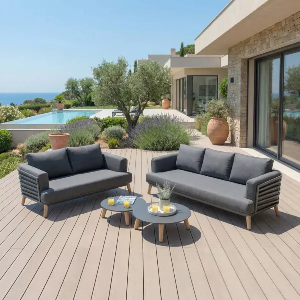 Lounge-Set Aluminium 5 Pl�tze 4tlg Monte Carlo Anthrazitgrau