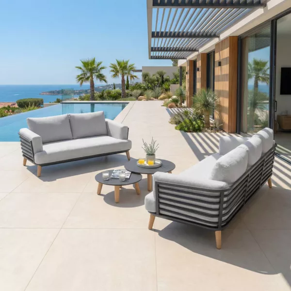 Lounge-Set Aluminium 5 Pl�tze 4tlg Monte Carlo Anthrazitgrau und Hellgrau