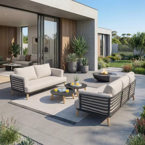 Lounge-Set Aluminium 5 Pl�tze 4tlg Monte Carlo Anthrazitgrau und Taupe