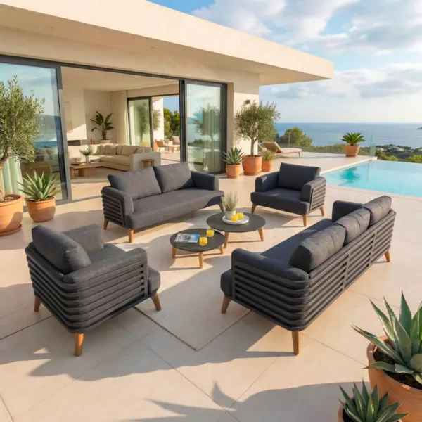 Lounge-Set Aluminium 7 Pl�tze 6tlg Monte Carlo Anthrazitgrau