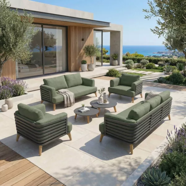 Aluminium Gartenm�belset 7-Sitzer 6-teilig Monte Carlo Anthrazitgrau und Rosmaringr�n