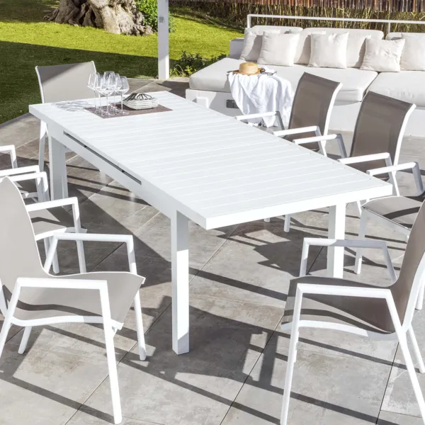 Tavolo da giardino allungabile  10 posti Alluminio Corfu (245 x 100 cm) - Bianco