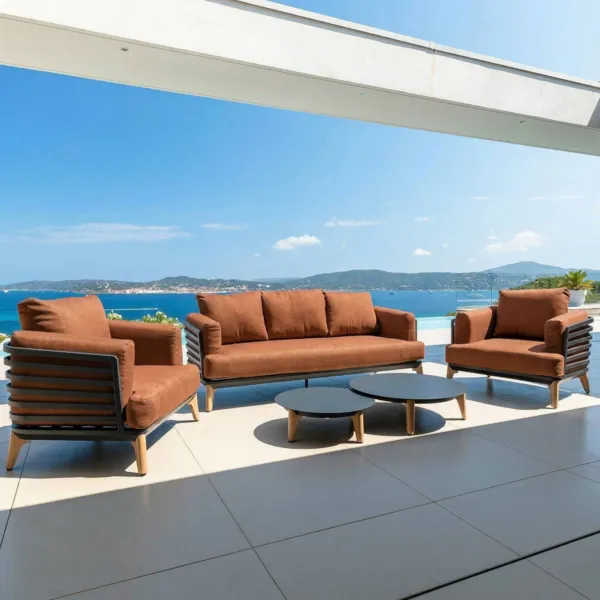 Salon de jardin aluminium 5 places 5 pcs Monte Carlo Gris anthracite et terracotta