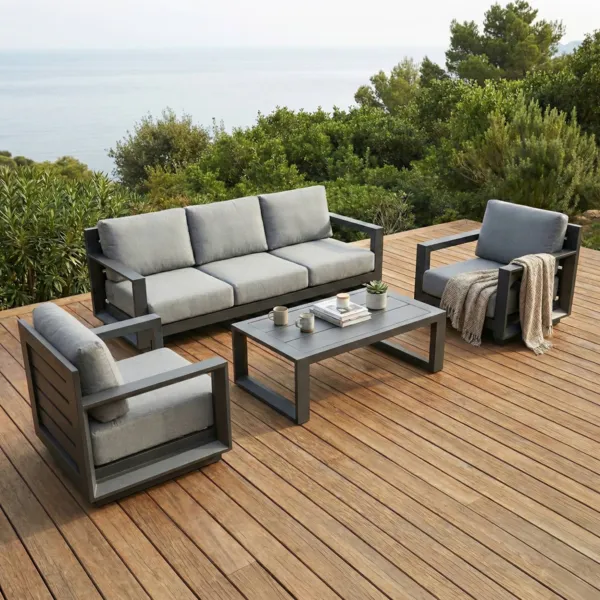 Lounge-Set 5 Pl�tze 4 tlg Elba Anthrazitgrau und Hellgrau