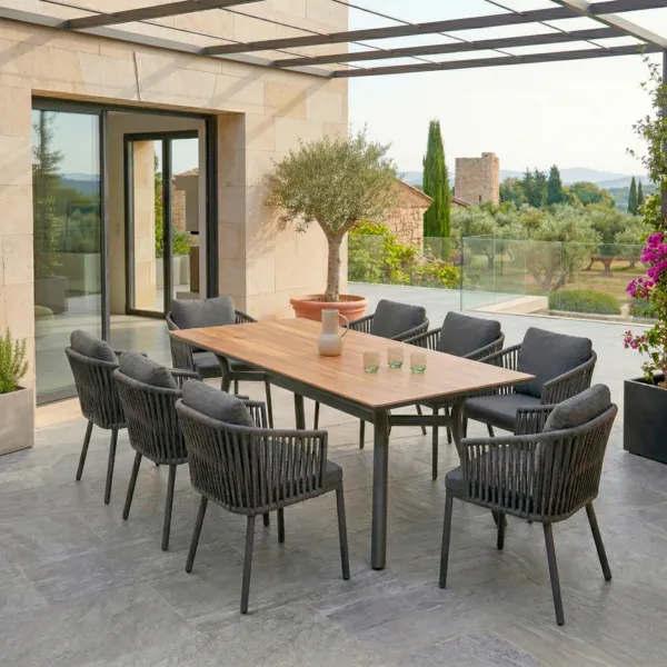 Rechteckiger Gartentisch Aluminium 8 Pers. (200 x 90 cm) Amalfi - Anthrazitgrau