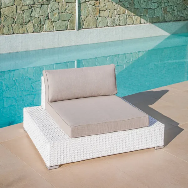 Gartensessel geflochtenes Polyrattan Palma Wei� und Taupe