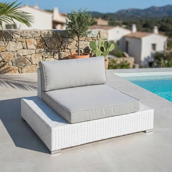 Sill�n de jard�n de resina trenzada Palma Blanco y gris