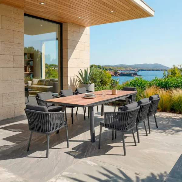 Tavolo da giardino allungabile alluminio 10 posti (260 x 96 cm) Amalfi Grigio antracite