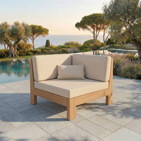 Fauteuil d'angle de jardin bois d'acacia Born�o Sable