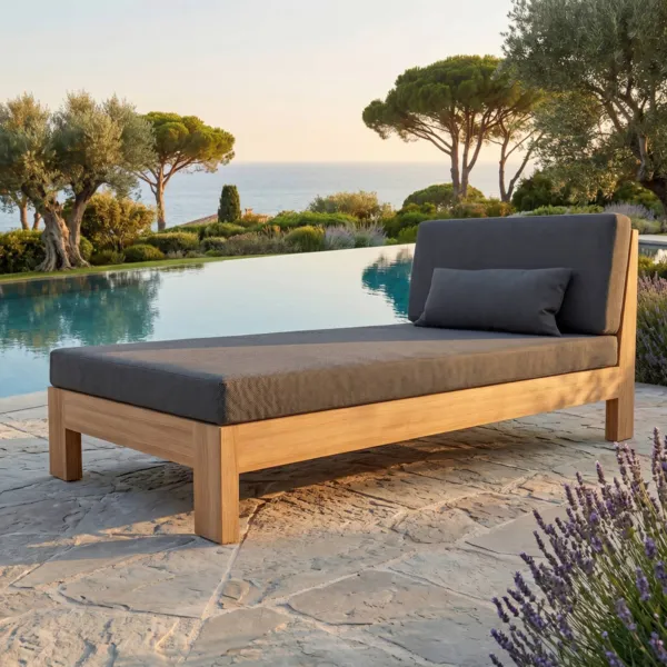 M�ridienne de jardin en bois d'acacia Born�o Gris anthracite