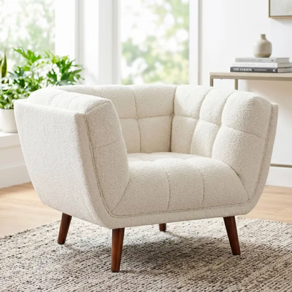 Fauteuil bouclette (Zithoogte 45 cm) Rory Ecru