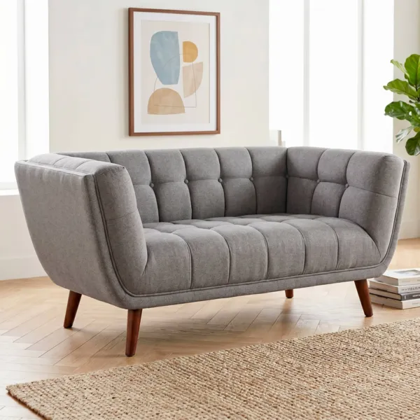 Sof� recto de 2 plazas de tela (164 cm) Rory Gris oscuro