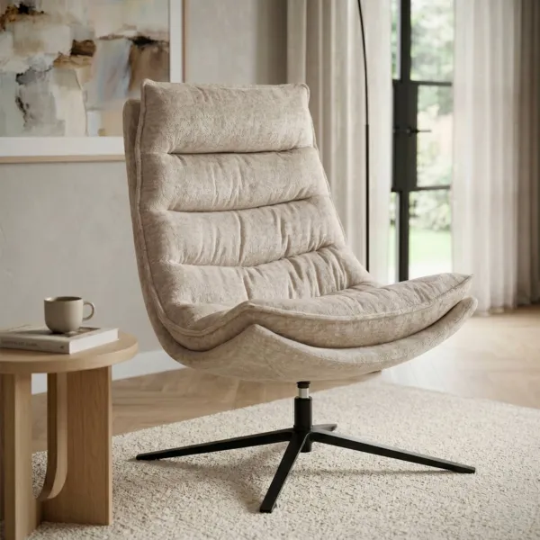 Fauteuil pivotant tissu (Assise 45 cm) Oblo Beige