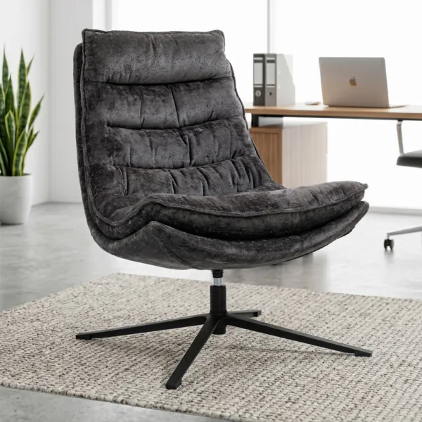 Drehbarer Stoffsessel (Sitzh�he 45 cm) Brava Dunkelgrau
