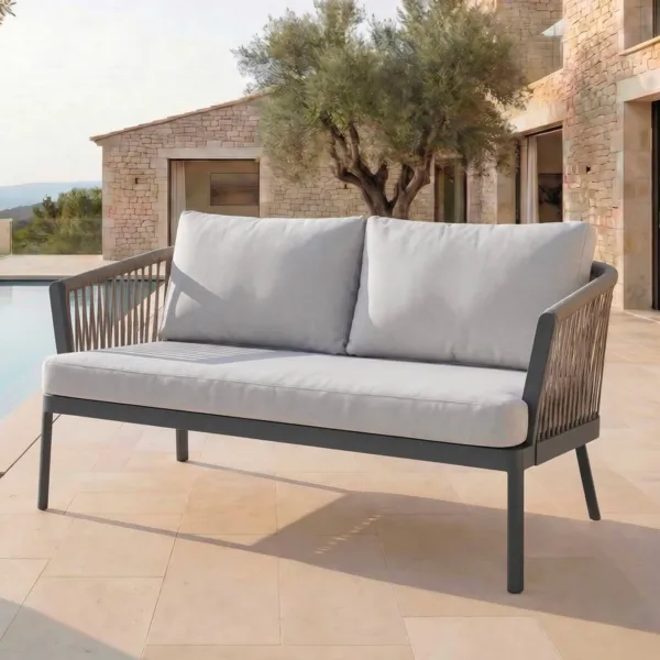Canap� de jardin en aluminium 2 places Amalfi Gris anthracite et gris clair