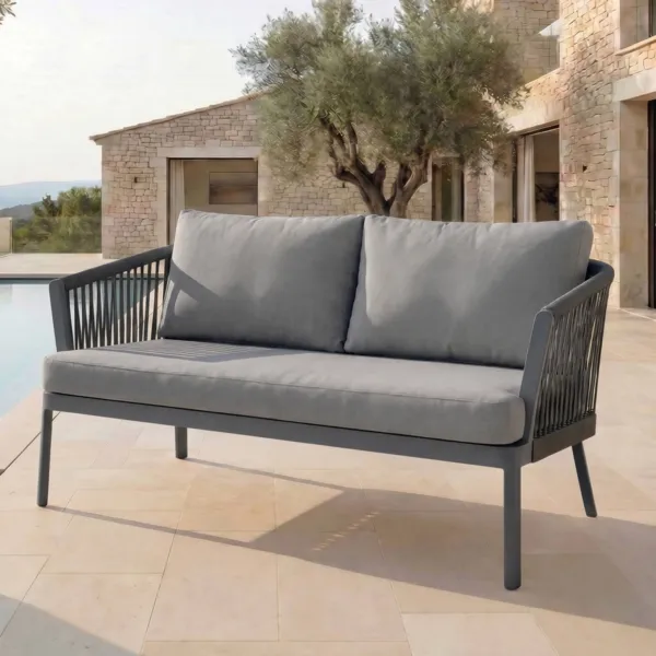 Sofá de jardín en aluminio 2 plazas Amalfi Gris antracita