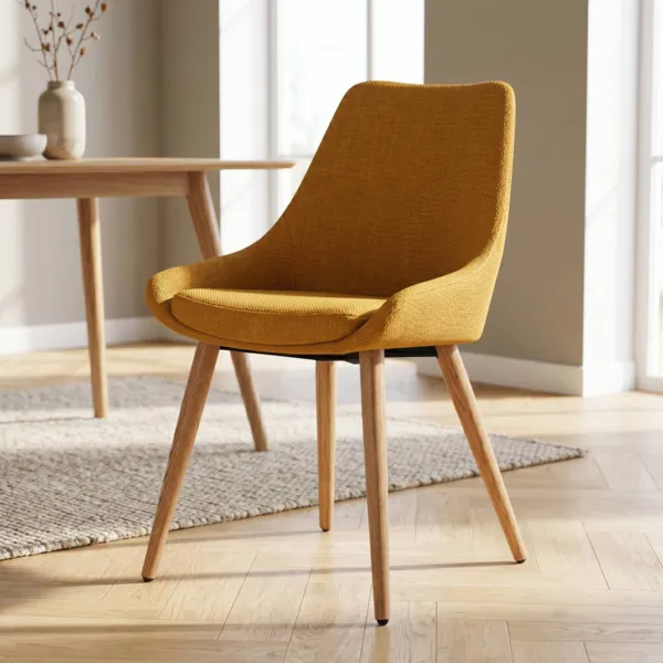 Conjunto de 2 sillas de comedor de tela (Asiento 47 cm) Juno Amarillo ocre