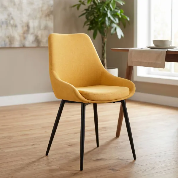 Set van 2 eetkamerstoelen stof (Zithoogte 47 cm) Juno Mosterdgeel